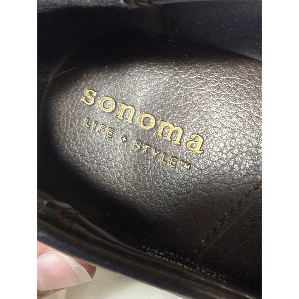 Sonoma Life Style Women's Brown Leather Slip On Clogs Shoes Size 7.5 - Picture 5 of 13